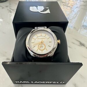 Karl Lagerfeld Silver and Gold Watch - brand new with protective film & box